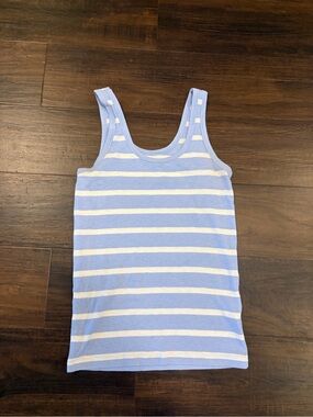 Aerie Size Small White & Periwinkle Stripe Tank Top